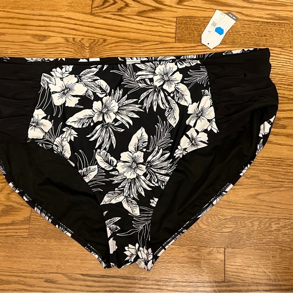 Women's Time And Tru Hawaiian Flora Print High Waist Stretch Bikini Bottoms Plus - Picture 5 of 5